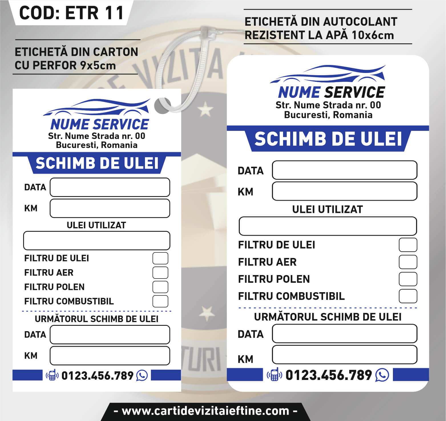 Etichete revizie auto, schimb ulei, etichete service auto, clima auto, itp - Cod ETR 11