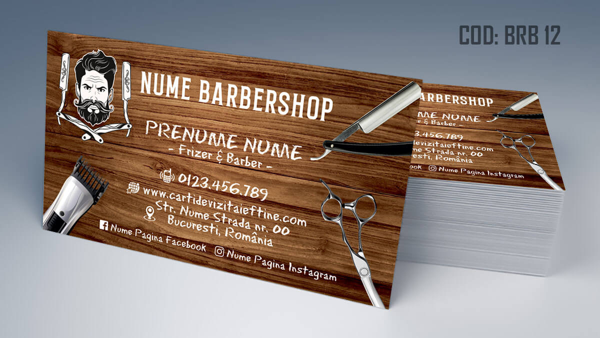 Carti de vizita barber shop, carti de vizita barber, carti de vizita frizer, barber store, barber shop, carti de vizita tuns, hairstyle, barbierit, salon frizerie - COD BRB 12