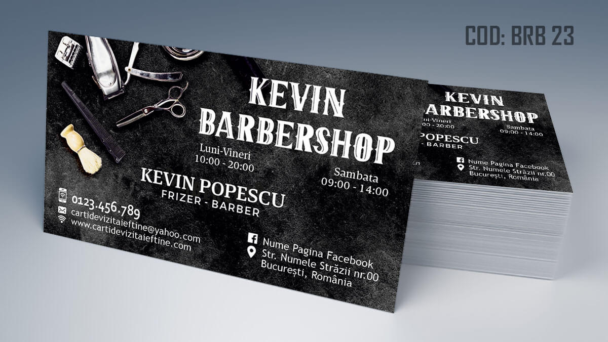 Carti de vizita barber shop, carti de vizita barber, carti de vizita frizer, barber store, barber shop, carti de vizita tuns, hairstyle, barbierit, salon frizerie - COD BRB 23