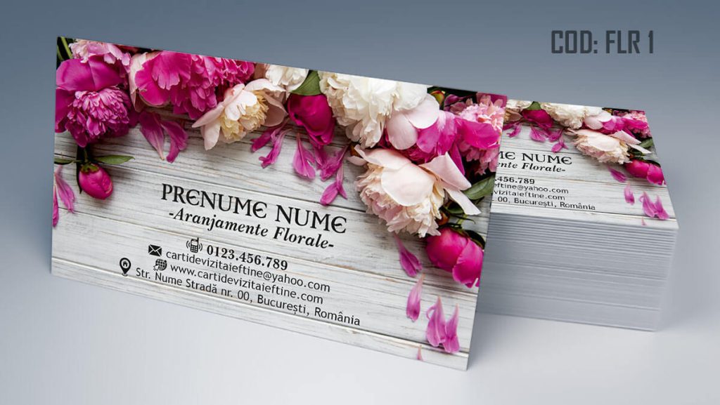 Carti de vizita florarie, aranjamente florale, livrare flori la domiciliu, florarie online, coroane funerare, flori de lux - Cod FLR 1