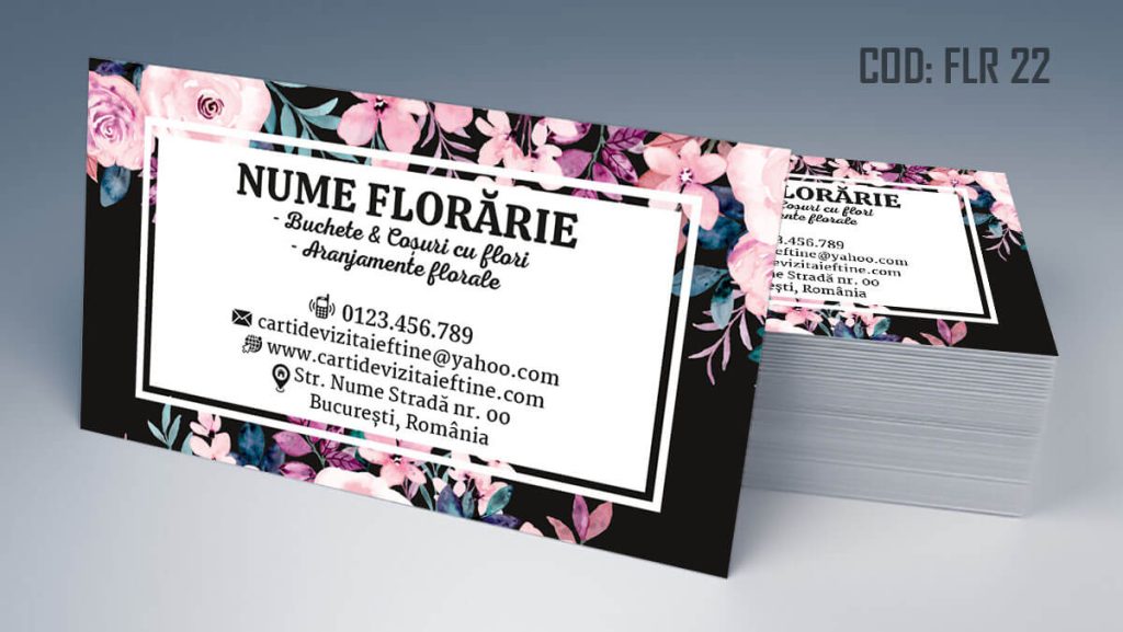Carti de vizita florarie, aranjamente florale, livrare flori la domiciliu, florarie online, coroane funerare, flori de lux - Cod FLR 22