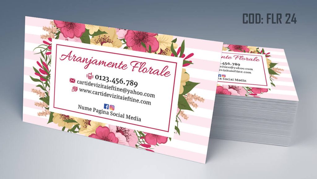 Carti de vizita florarie, aranjamente florale, livrare flori la domiciliu, florarie online, coroane funerare, flori de lux - Cod FLR 24