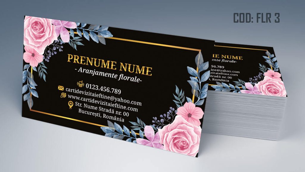 Carti de vizita florarie, aranjamente florale, livrare flori la domiciliu, florarie online, coroane funerare, flori de lux - Cod FLR 3