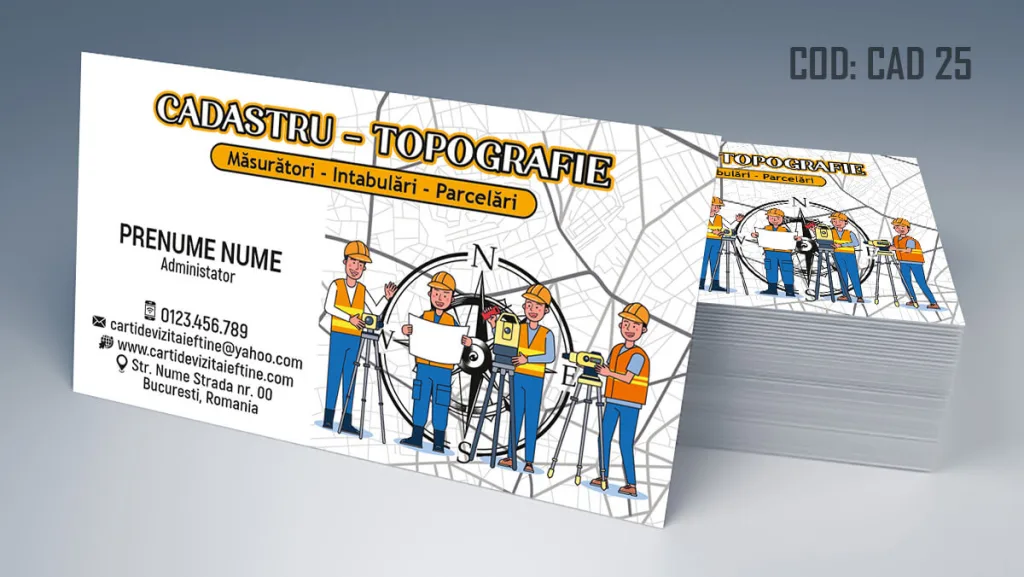 Carti de vizita cadastru - model personalizat topograf inginer geodez