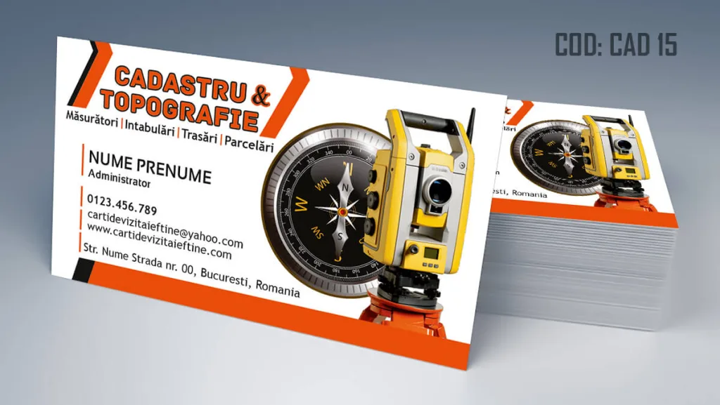 Carti de vizita cadastru - model pt birou cadastru masuratori parcelari trasari