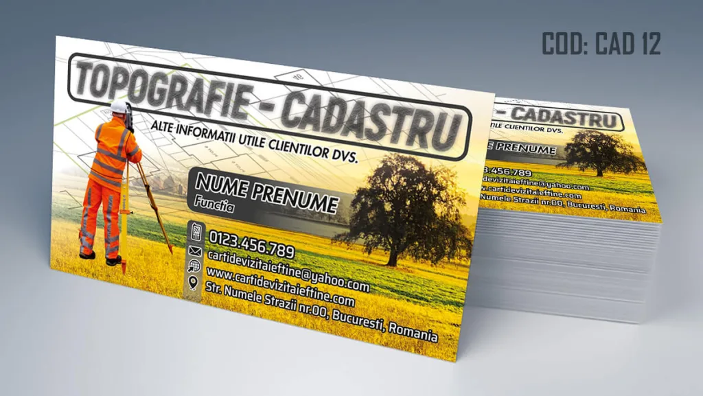 Carti de vizita topograf - detaliat cu camp colorat si plan cadastral intabulare