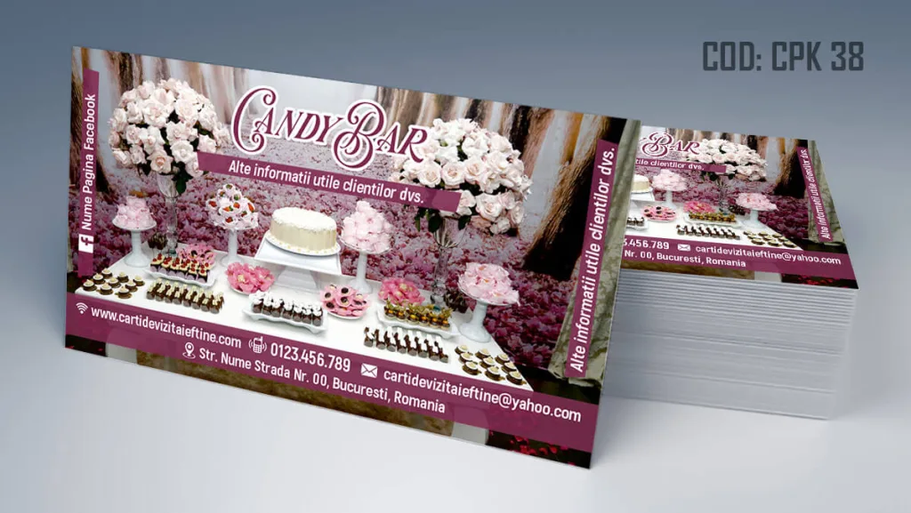 Carti de vizita candy bar aranjamente nunta botez aniversare onomastica evenimente private - cod CPK 38