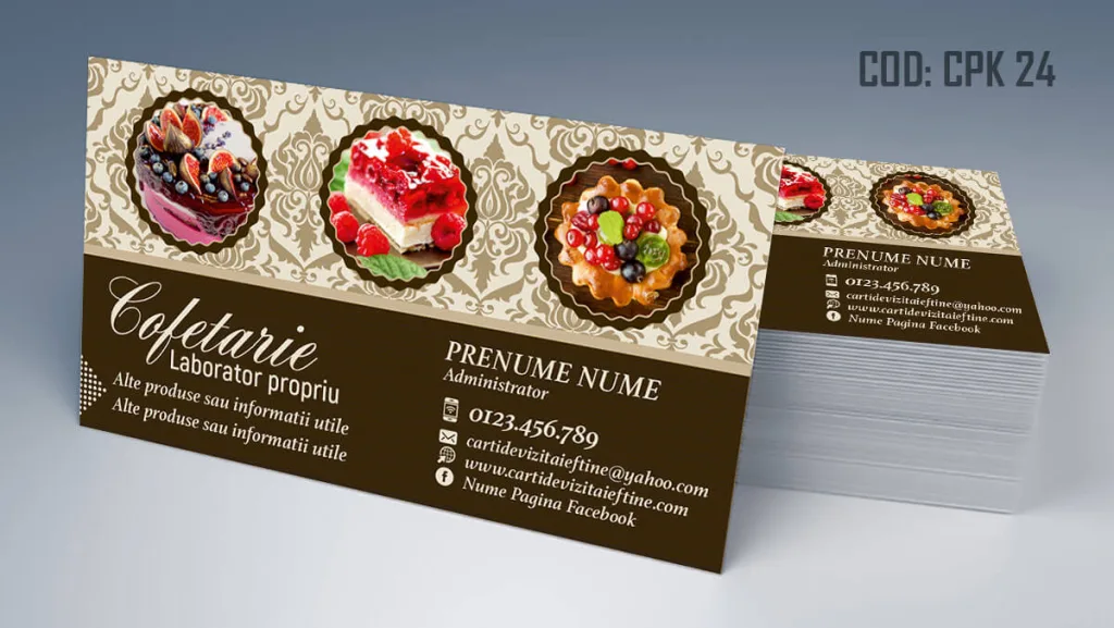 Carti de vizita cofetarie laborator propriu prajituri bio vegan - cod CPK 24