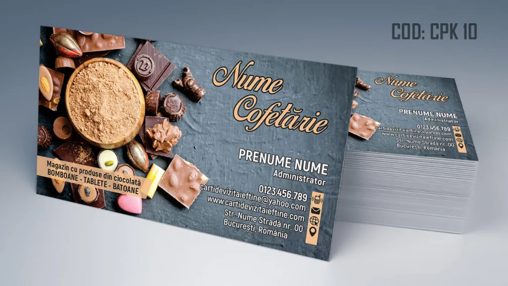Carti de vizita cofetarie magazin produse ciocolata bomboane model ciocolaterie - cod CPK 10