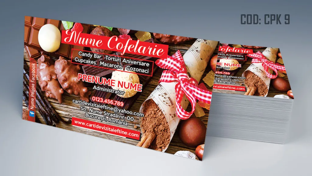 Carti de vizita cofetarie model ciocolaterie confiserie fundal dulciuri ciocolata - cod CPK 9