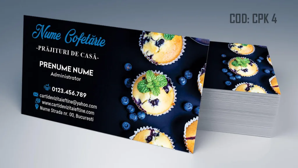 Carti de vizita cofetarie model cu afine si briose - cod CPK 4