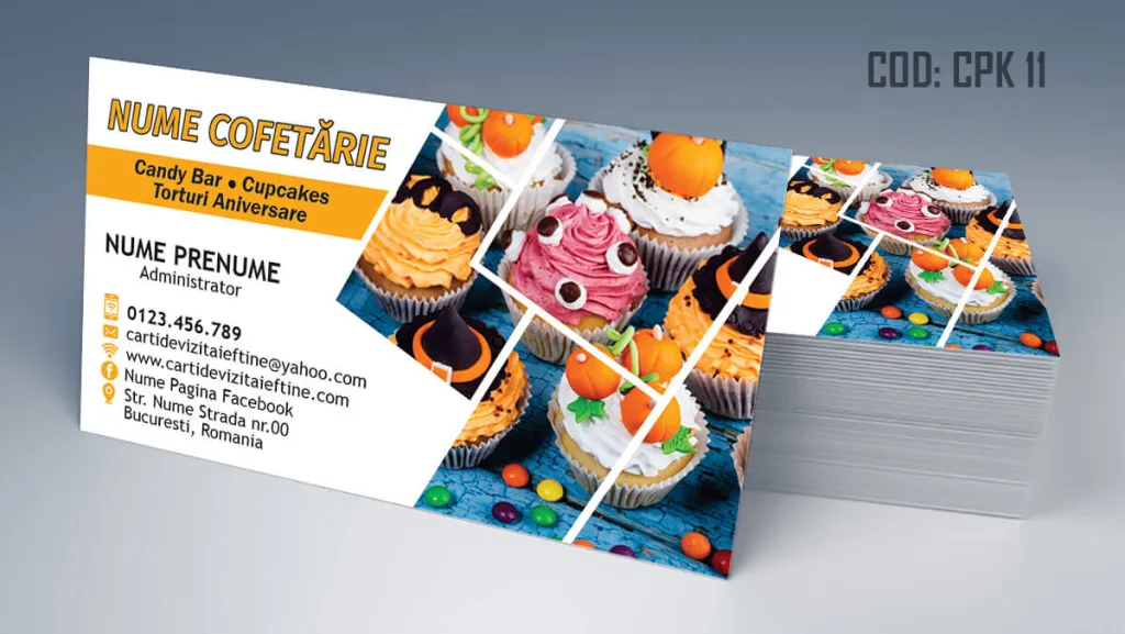 Carti de vizita cofetarie model gratuit candybar torturi cupcakes - cod CPK 11