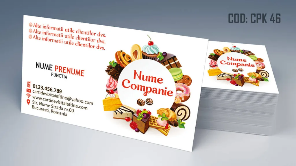 Carti de vizita cofetarie model gratuit logo dulciuri - cod CPK 46