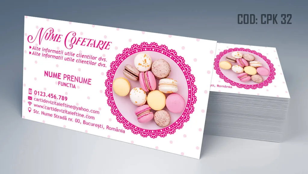 Carti de vizita cofetarie model gratuit macarons - cod CPK 32