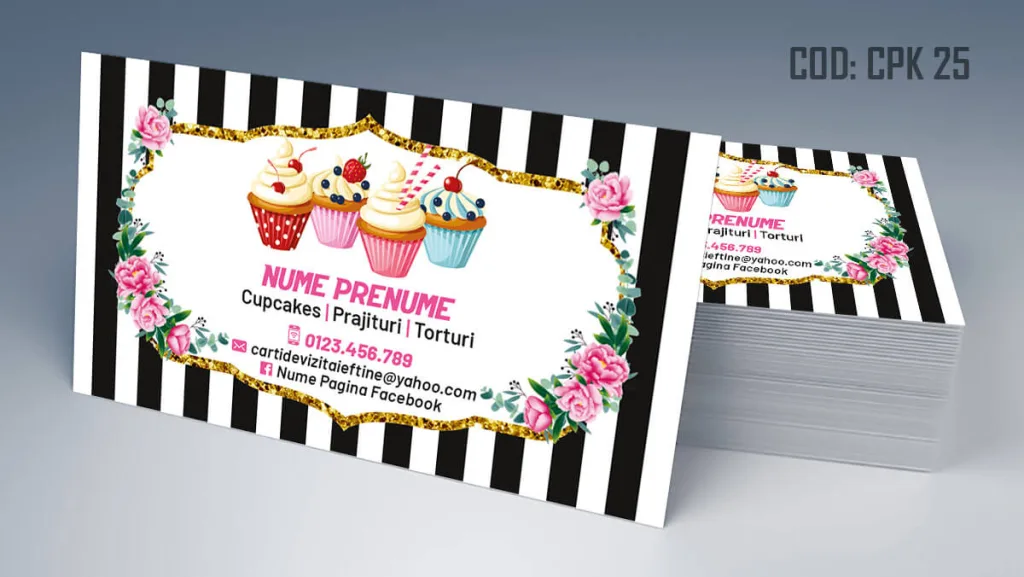 Carti de vizita cofetarie model gratuit prajituri de casa briose cupcakes - cod CPK 25