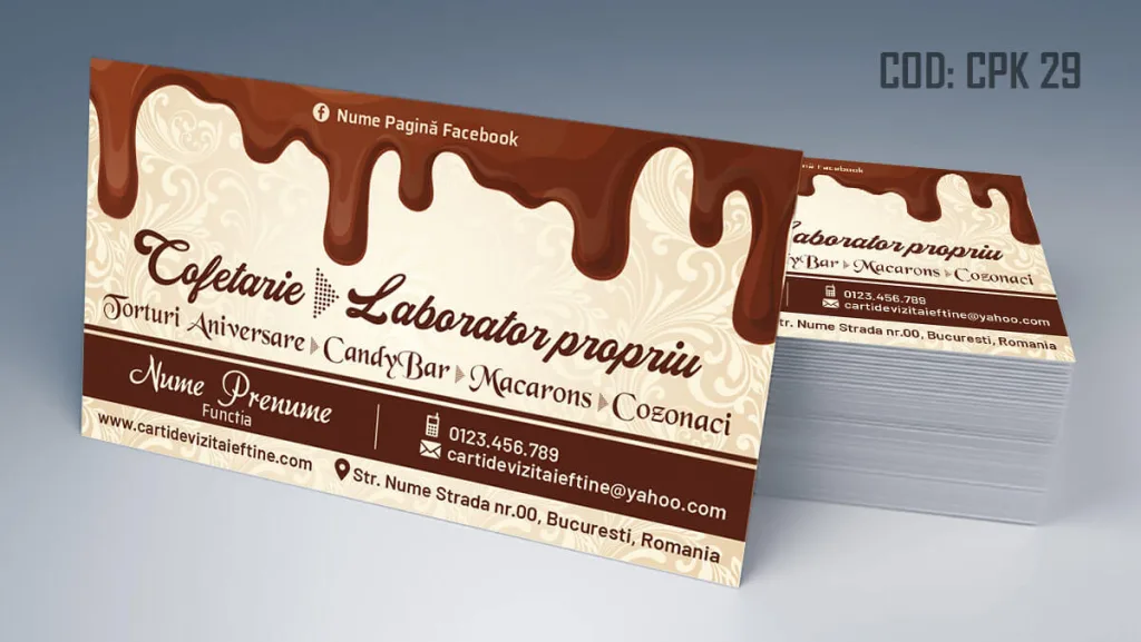 Carti de vizita cofetarie model laborator propriu comenzi online cofetar - cod CPK 29