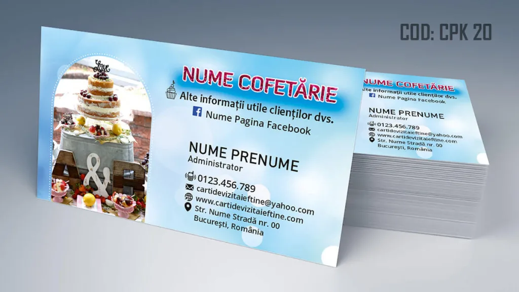 Carti de vizita cofetarie model torturi personalizate la comanda - cod CPK 20