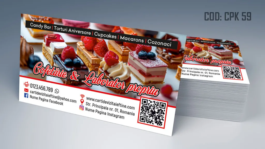 Carti de vizita cofetarie prajituri cu zmeura afine capsune model gratuit - cod CPK 59
