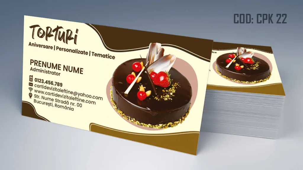 Carti de vizita cofetarie torturi aniversare personalizate tematice - cod CPK 22