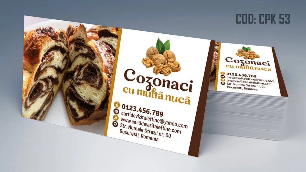 Carti de vizita cozonaci cu nuca model gratuit - cod CPK 53