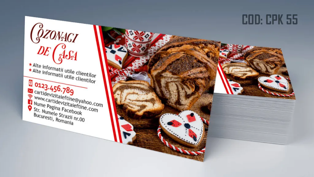 Carti de vizita cozonaci de casa cu nuca ciocolata fistic model gratuit - cod CPK 55