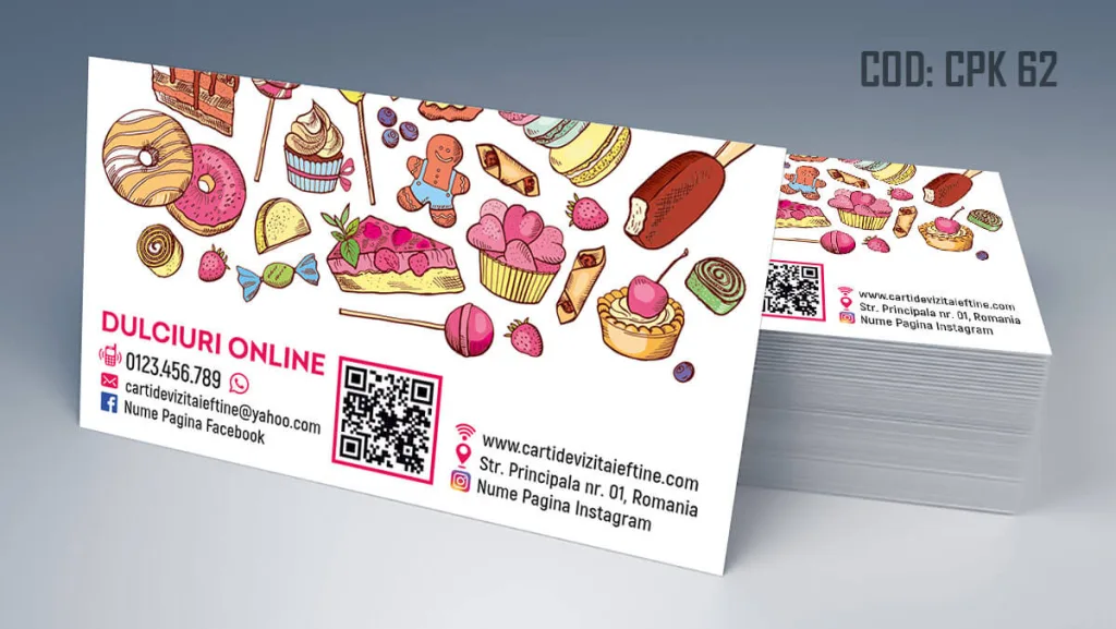 Carti de vizita dulciuri online candybar prajituri gogosi acadele ciocolata - cod CPK 62