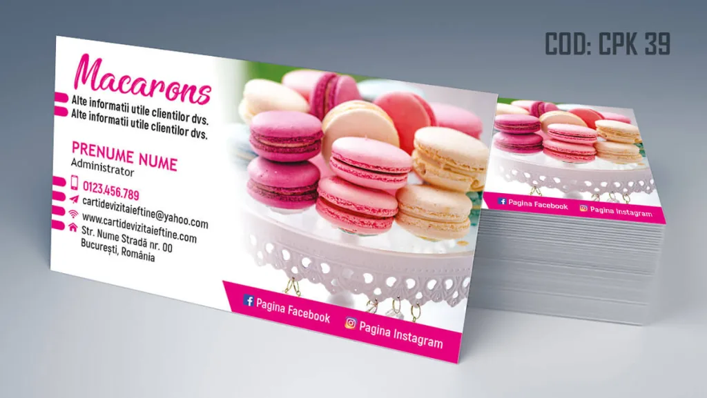 Carti de vizita macarons dulciuri - cod CPK 39