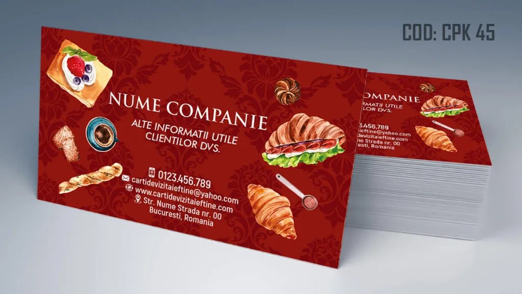 Carti de vizita simigerie model gratuit covrigi sandwich cornuri Sandvișuri croisant - cod CPK 45