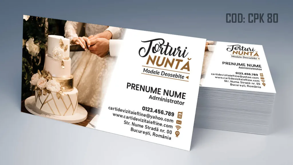 Carti de vizita torturi nunta personalizate tortul mirilor - cod CPK 80