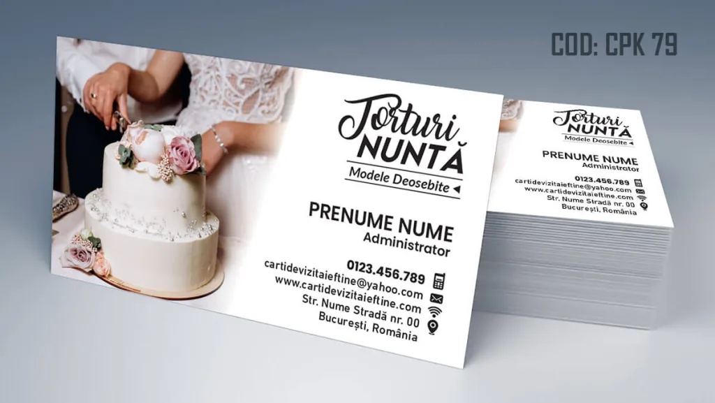 Carti de vizita torturi nunta personalizate torturi aniversare model gratuit - cod CPK 79
