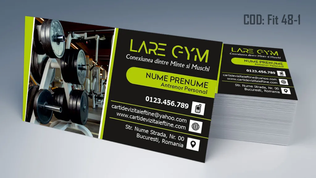 Carti de vizita aparatura fitness gym, sport, gantere, haltere, greutati, accesorii fitness Cod FIT 48-1