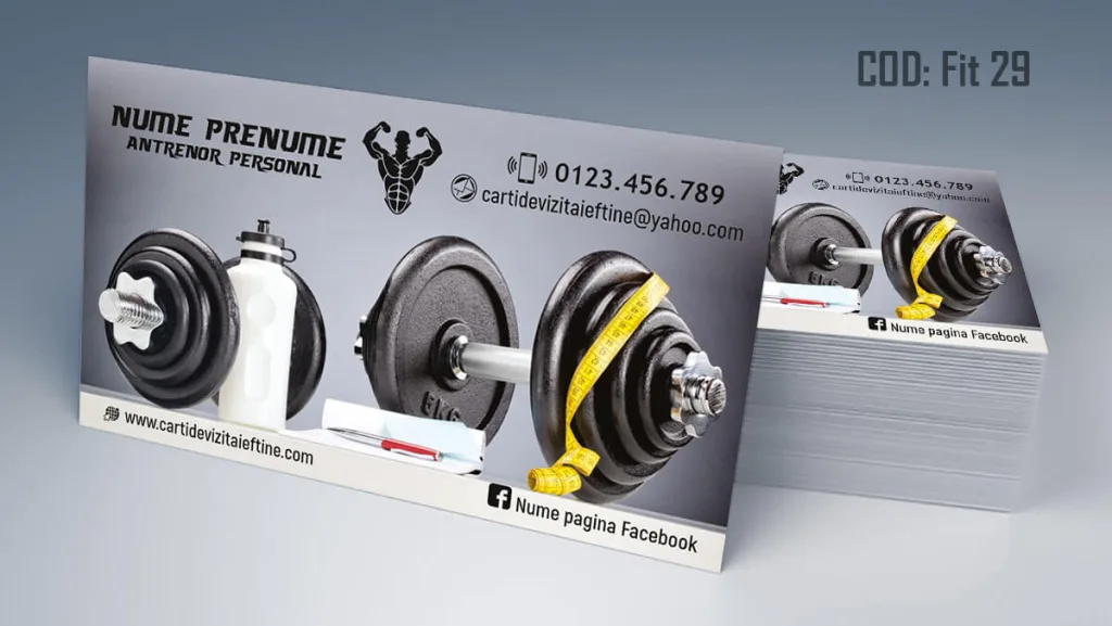 Carti de vizita aparatura fitness sala sport, gantere, haltere, greutati, accesorii fitness Cod FIT 29