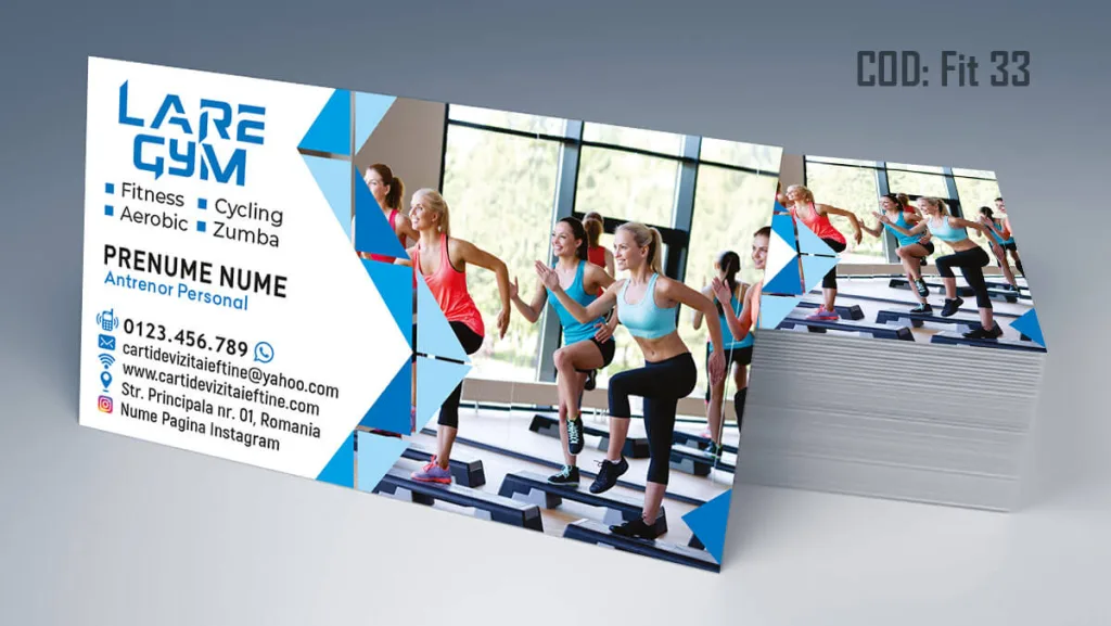 Carti de vizita fitness, antrenor personal, zumba, cycling, aerobic Cod FIT 33