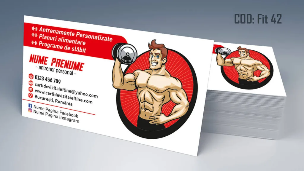 Carti de vizita fitness culturism model stilizat vectorial Cod FIT 42