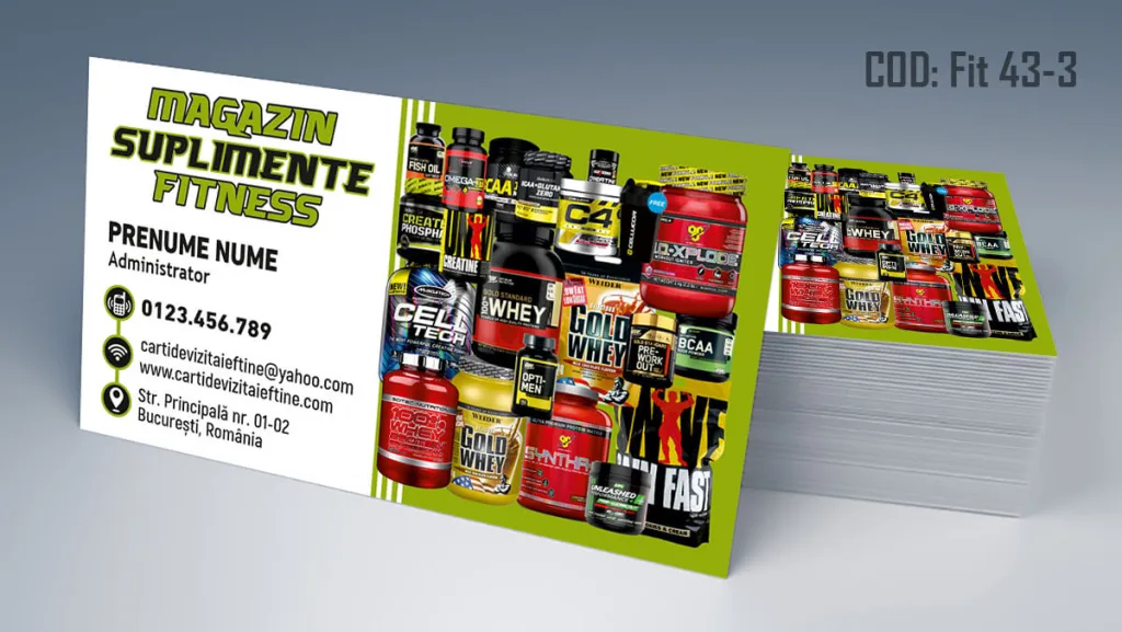 Carti de vizita magazin suplimente fitness - model detalii verzi Cod FIT 43-3