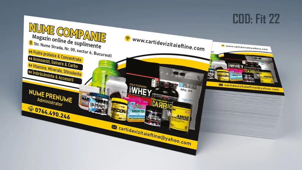Carti de vizita magazin suplimente fitness - model proteine amino vitamine culturism Cod FIT 22