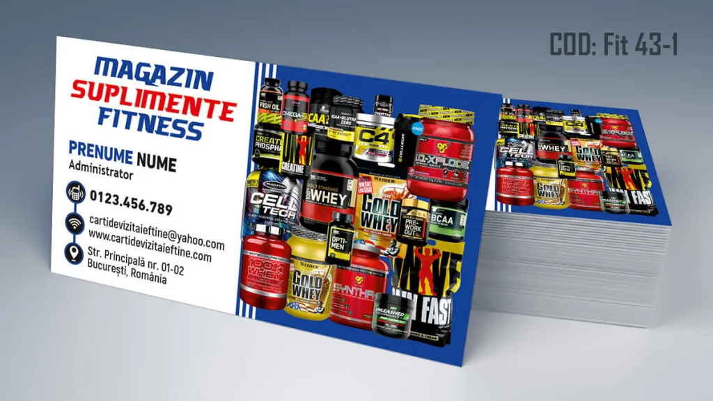 Carti de vizita magazin suplimente fitness - proteine, vitamine, amino, accesorii Cod FIT 43-1