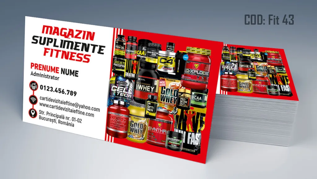 Carti de vizita magazin suplimente fitness - proteine, vitamine, amino, accesorii Cod FIT 43