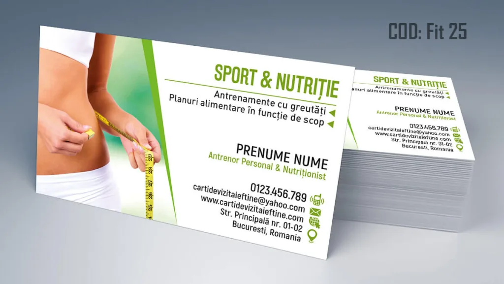 Carti de vizita nutritie si sport - model dietetician program slabit Cod FIT 25