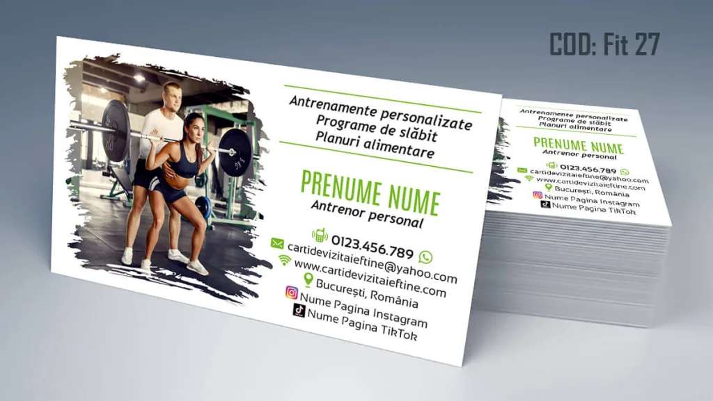 Carti de vizita sala fitness gym - model cuplu la antrenament Cod FIT 27
