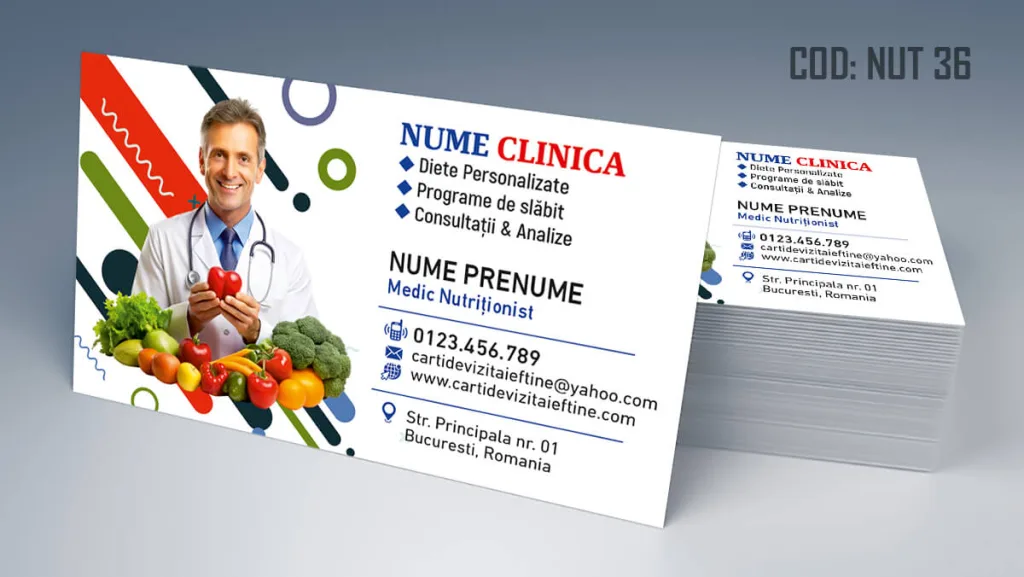 Carti de vizita nutritionist - dietetician medic clinica nutritie Cod NUT 36