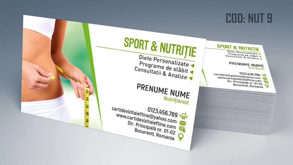 Carti de vizita nutritionist - fundal cu femeie si centimetru Cod NUT 9
