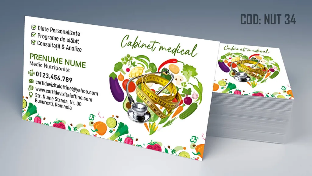 Carti de vizita nutritionist - model cabinet medical nutritie dieta Cod NUT 34