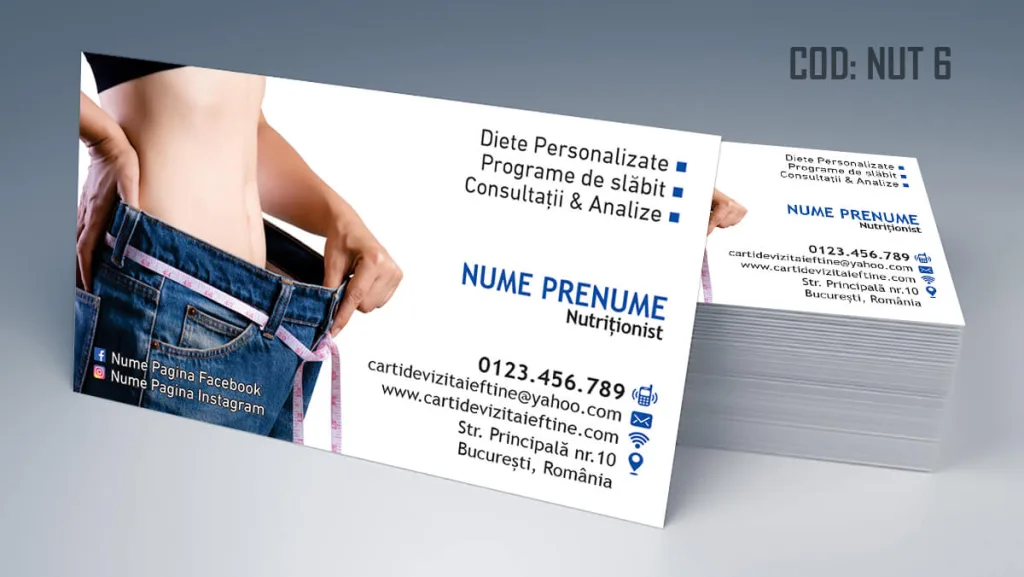 Carti de vizita nutritionist - model femeie slaba la dieta in blugi Cod NUT 6