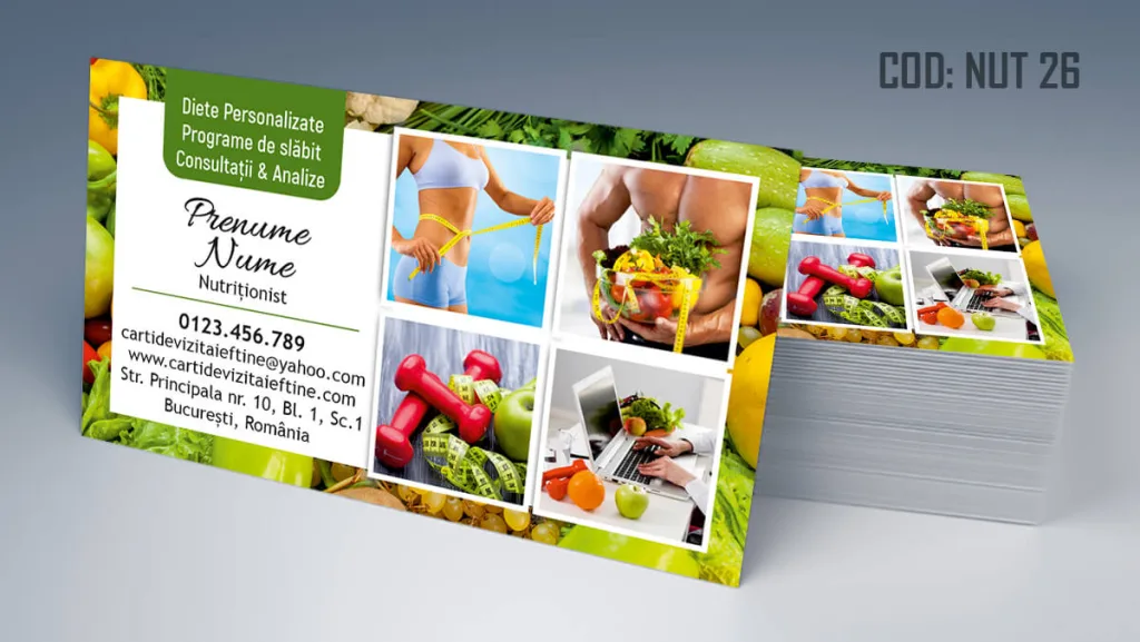 Carti de vizita nutritionist - model gratuit fundal legume Cod NUT 26