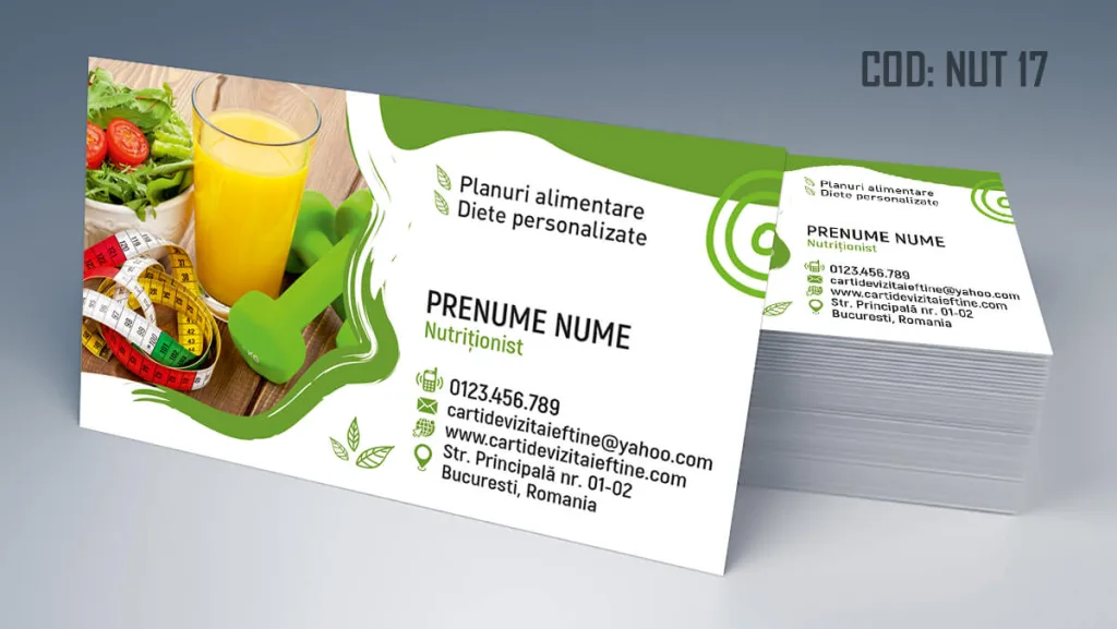 Carti de vizita nutritionist - model gratuit universal nutritie sport dieta Cod NUT 17