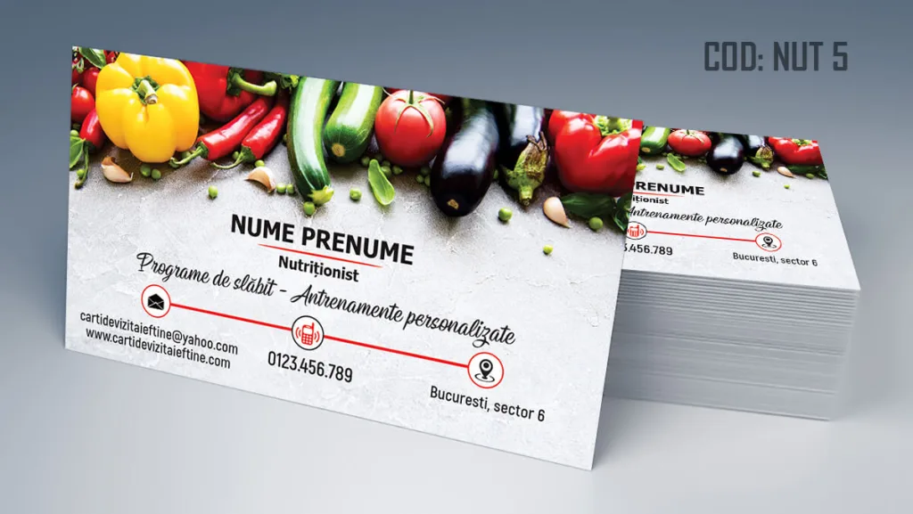 Carti de vizita nutritionist - model legume pe fundal Cod NUT 5