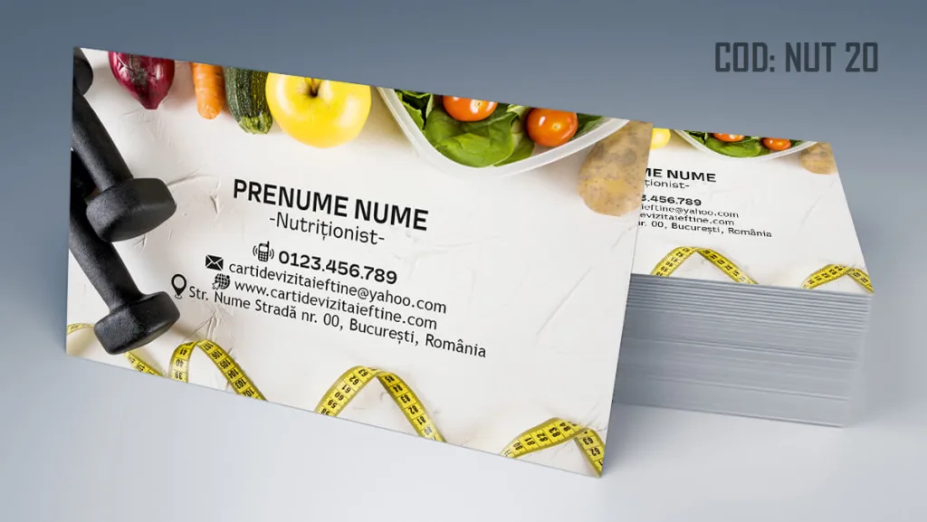 Carti de vizita nutritionist - model universal gratuit gantere legume Cod NUT 20