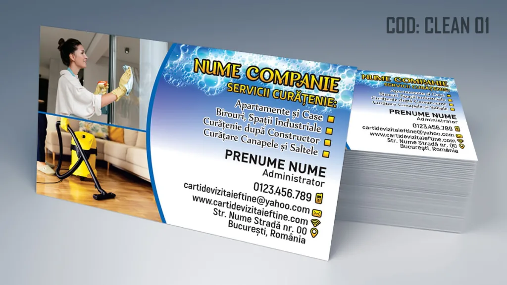 carti de vizita firma de curatenie model simplu