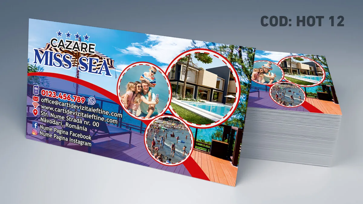 carti de vizita cazare la mare model complex colorat